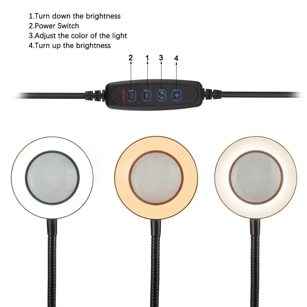 NEWACALOX USB LED 3X Magnifier Soldering Station | 5 Flexible Arm PCB Fixture & Bench Vise - Image 3