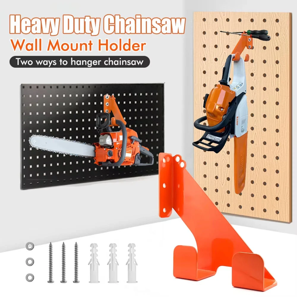 Heavy Duty Chainsaw Wall Mount Holder | Galvanized Steel with Hooks for 009 360 Chainsaw - Image 2