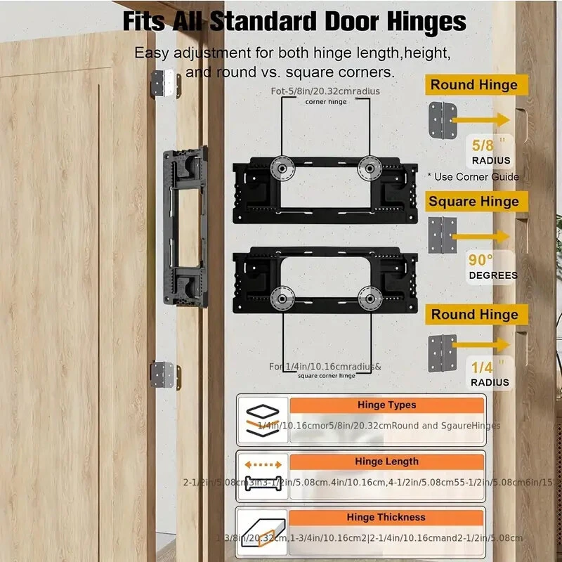 EZYARC Hinge Router Template Kit - Adjustable for 2.5 to 6 Inch Hinges | Square & Round Corners | Easy Installation - Image 5
