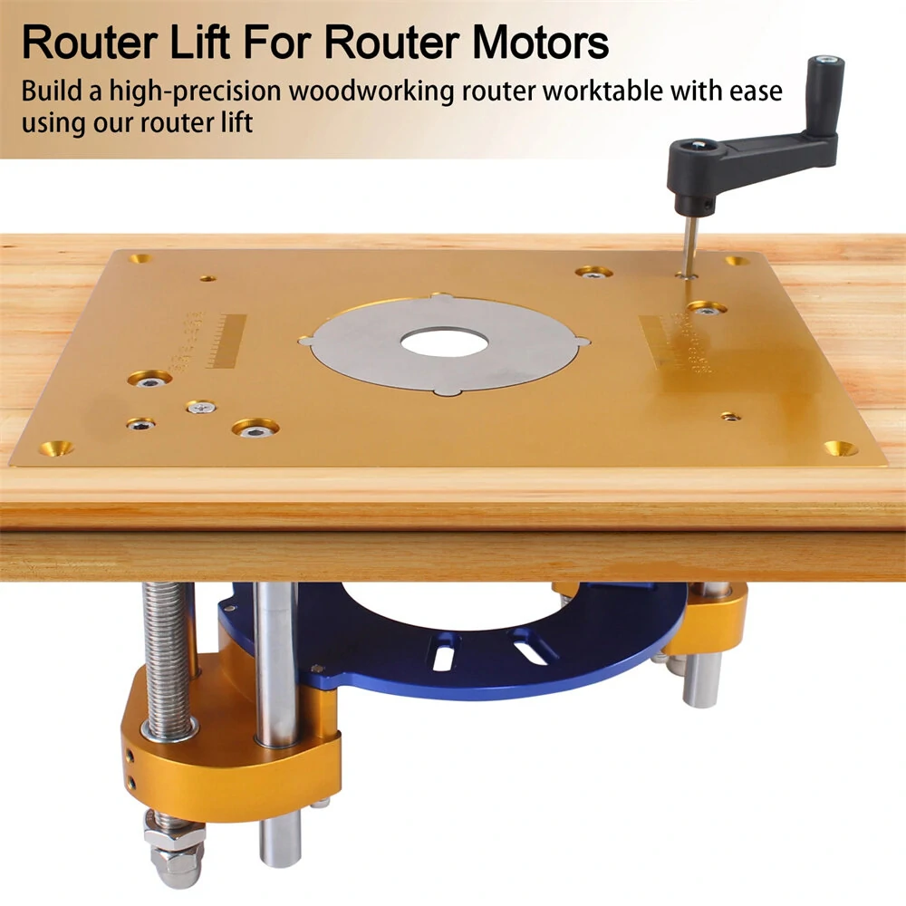 Wood Router Lift System with Insert Plate - Adjustable DIY Workbench for Carving & Trimming - Image 2