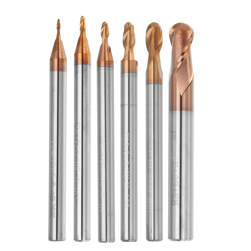 Drillpro 2 Flutes Ball Nose End Mill Cutter | R0.5-3mm HRC58 AlTiN Coating - Image 2