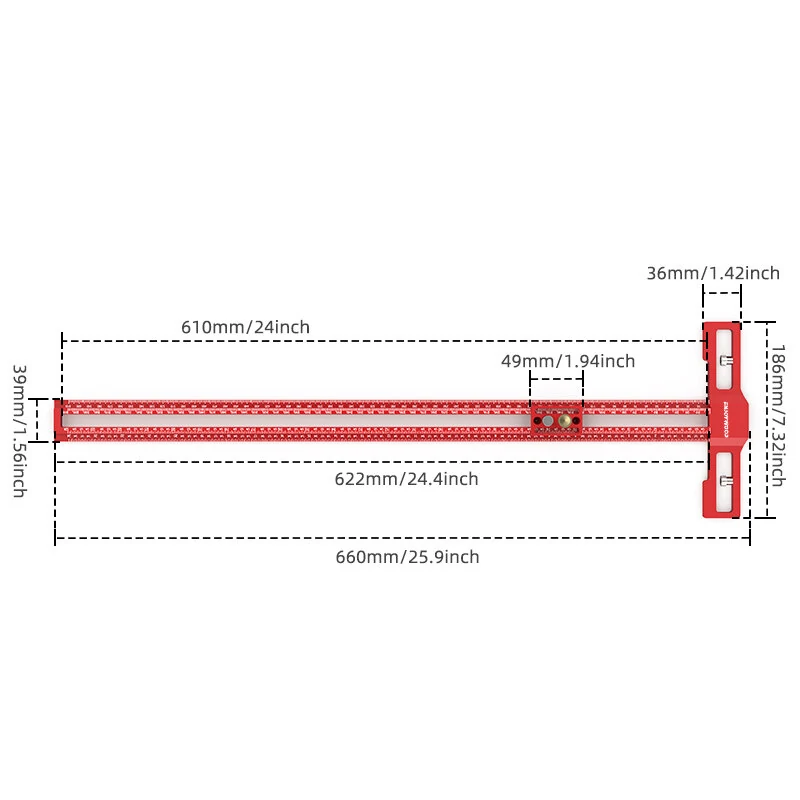 ENJOYWOOD TS-24 Scribing Ruler | 400mm/600mm Multi-Function | 360° Marking & Adjustable Length - Image 5