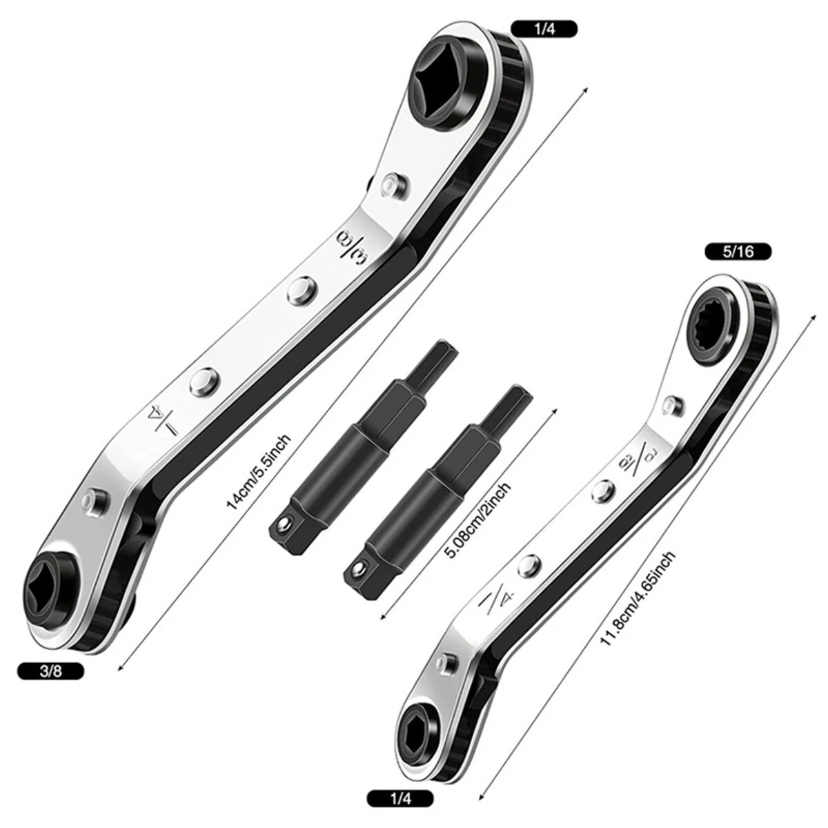 HVAC Service Wrench Tool - 3/16 to 3/8 Valve Ratchet Wrench with 2 Bit Adapter Kit - Image 5