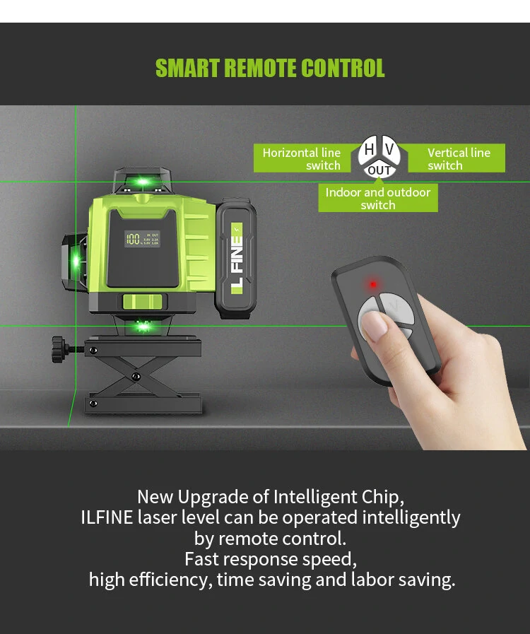 LFINE 4D 16 Line Green Laser Level | Self-Leveling ±1mm/7m | 30M Range & Tripod - Image 4