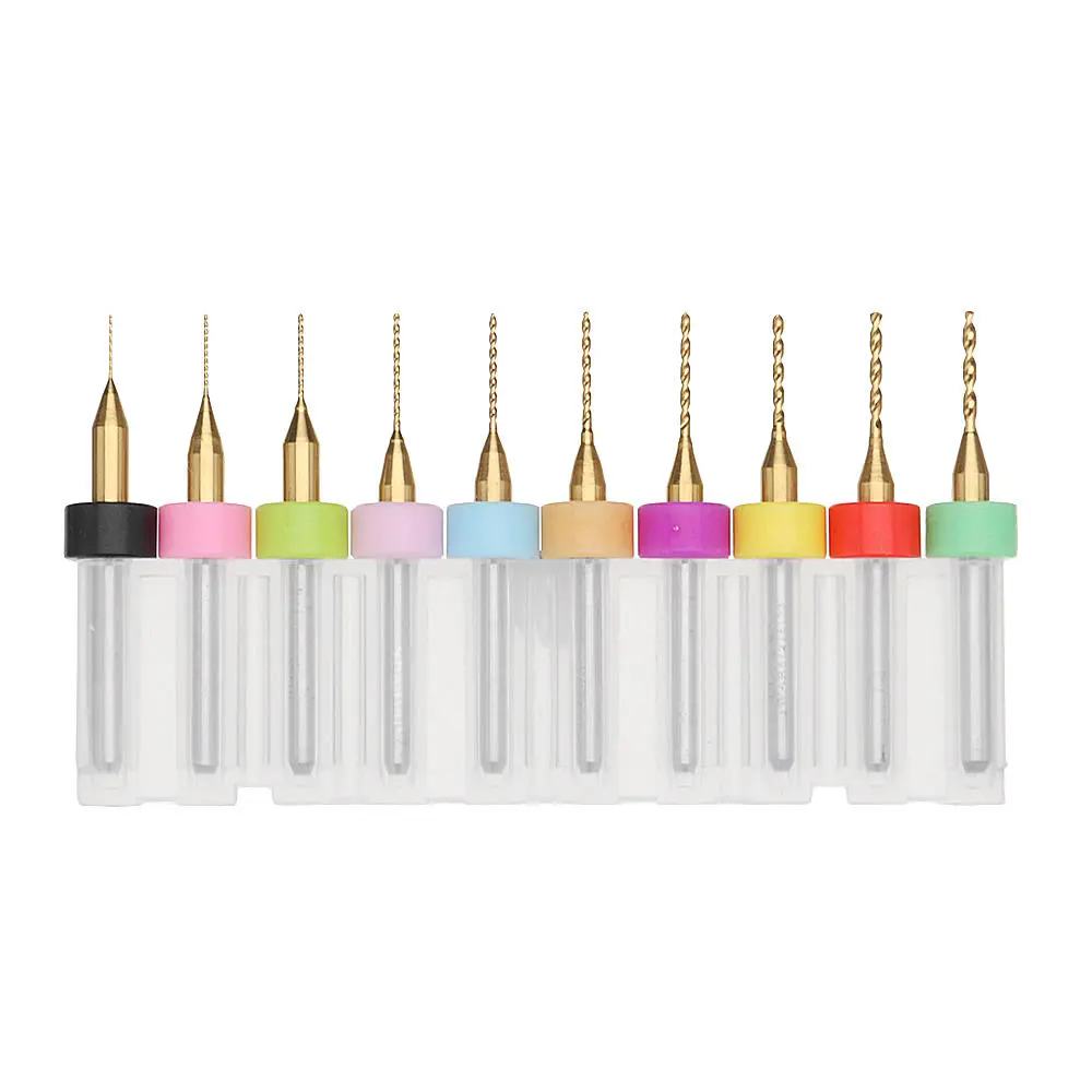 10pcs Titanium Coated PCB Drill Bit Set | 0.3-1.2mm Micro Drills - Image 3