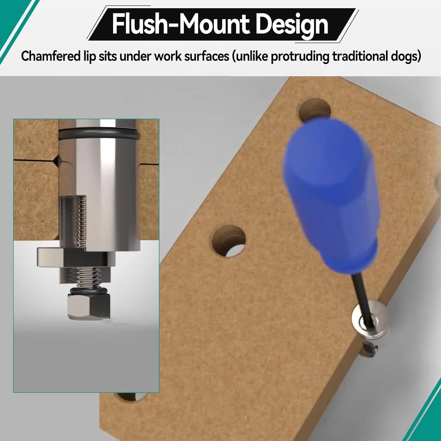 HONGDUI HD30-YG03 Bench Connector Dog - For MFT Woodworking Bench Dog System - Image 5