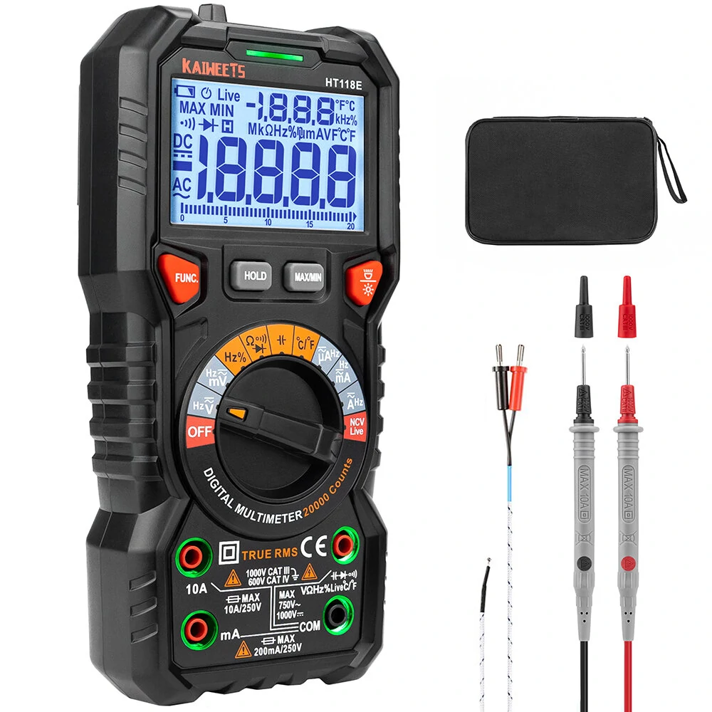 KAIWEETS HT118E Digital Multimeter TRMS 20000 Counts | AC/DC Voltage | CAT IV 600V - Image 2