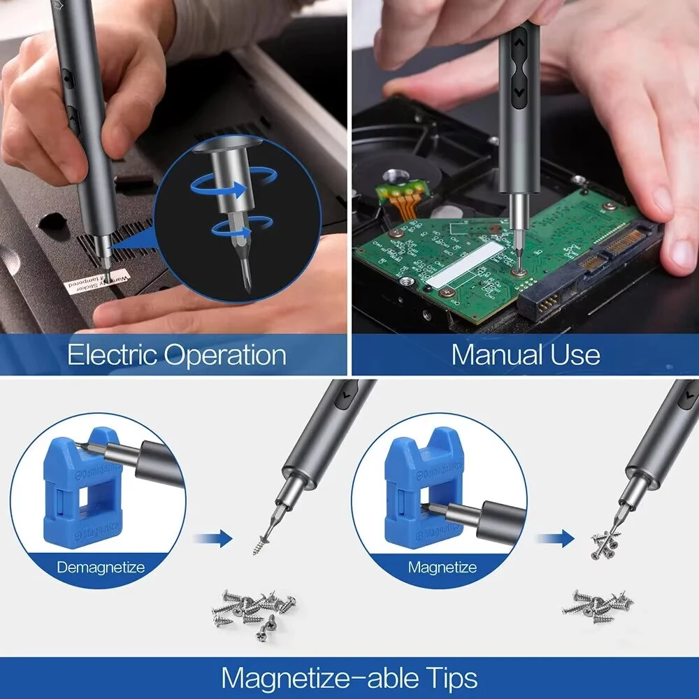 28pcs Rechargeable Electric Screwdriver Set - High Torque, LED Light, Type-C Charging - Image 4