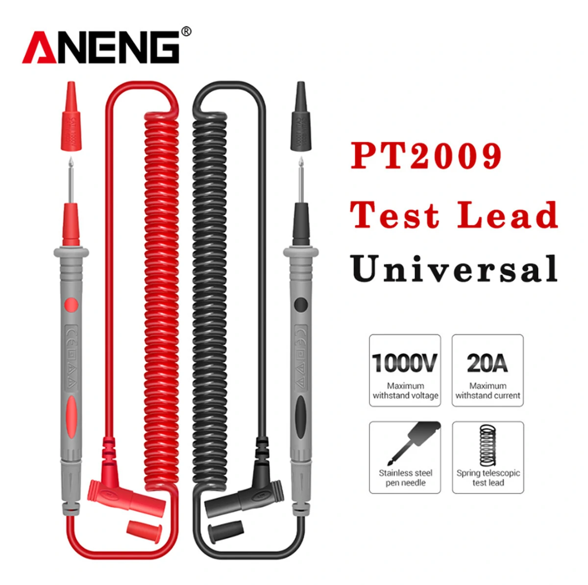 ANENG PT2009 Universal Multimeter Test Leads | 20A 1000V Probes for Digital & Clamp Meters - Image 2
