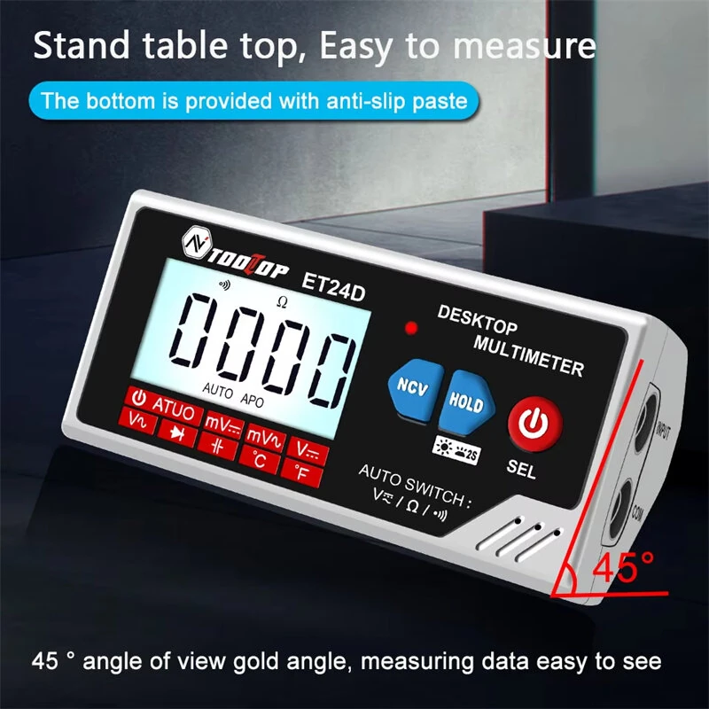 TOOLTOP ET24D 6000 Counts True RMS Multimeter | Auto-Recognition, Capacitance, Temperature, NCV - Image 4