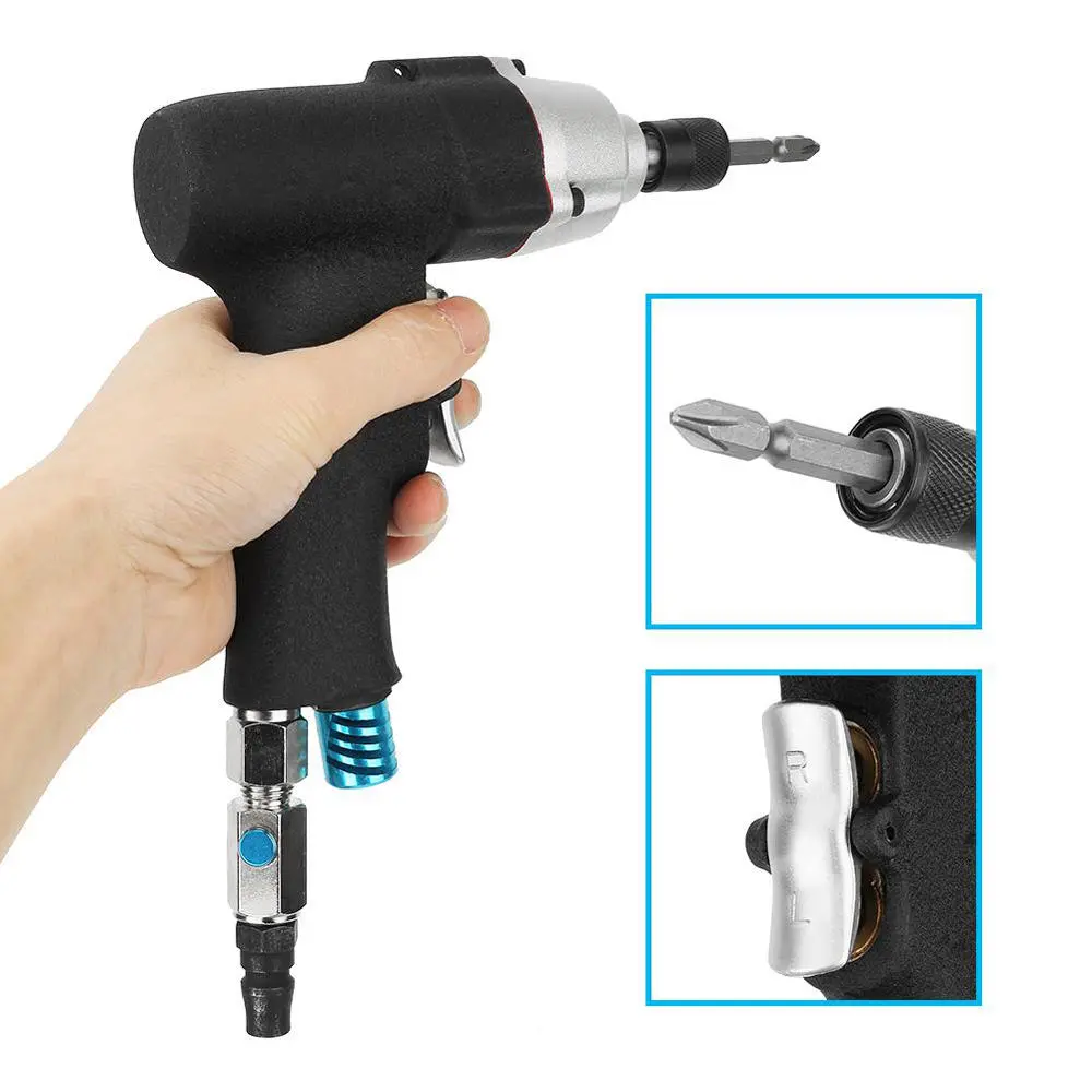 Industrial Pneumatic Reversible Screwdriver - 5H 1/4 inch Air Tool with Bit Set - Image 5