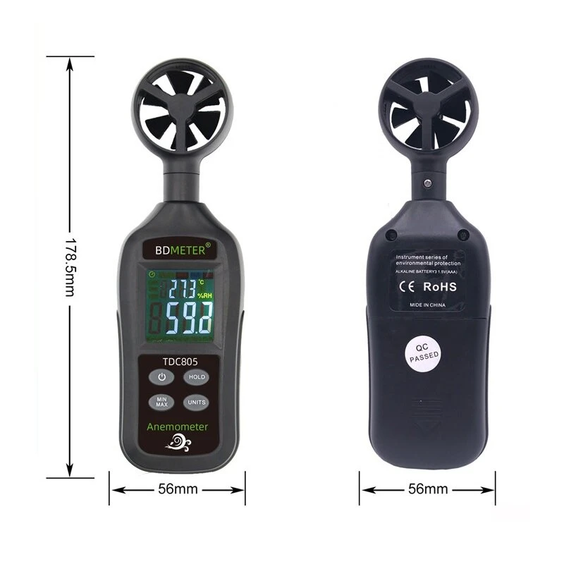 BDMETER TDC805 Digital Anemometer | Handheld Wind Speed & Temperature Tester - Image 4