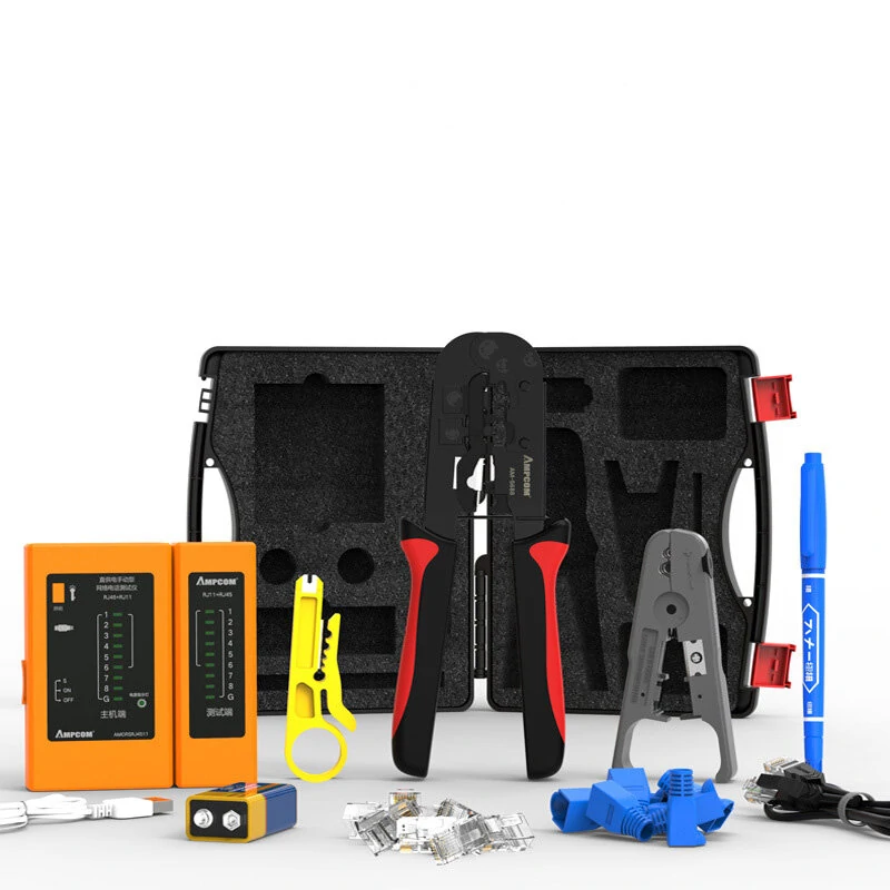 AMPCOM Network Pliers Kit | Crystal Head Tester & Stripper Press Tool Set - Image 2