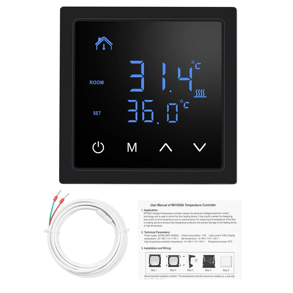 Intelligent Thermostat 16A | Floor Heating Controller | LED Touch Screen 85-265V - Image 3