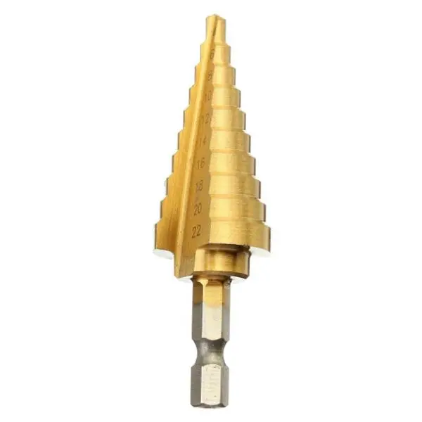 Doersupp 4-22mm Step Drill Bit | HSS Titanium Coated Hex Shank Hole Cutter - Image 2