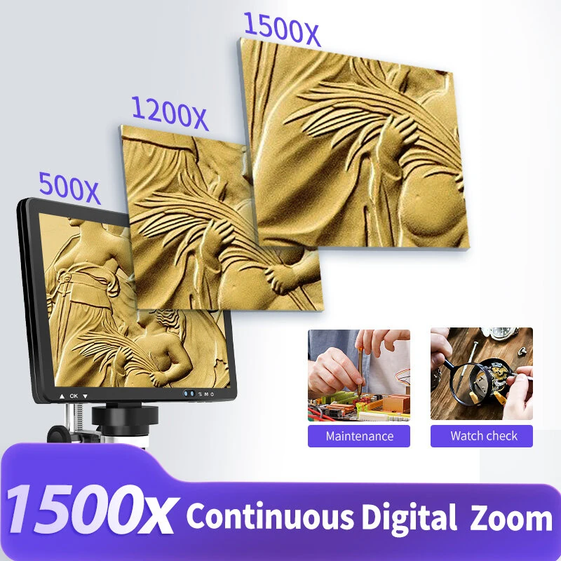 Mustool DM13 Digital Microscope 1500X | 10.1 Inch Screen 1080P Video | 8 LED Lights & Type-C - Image 4