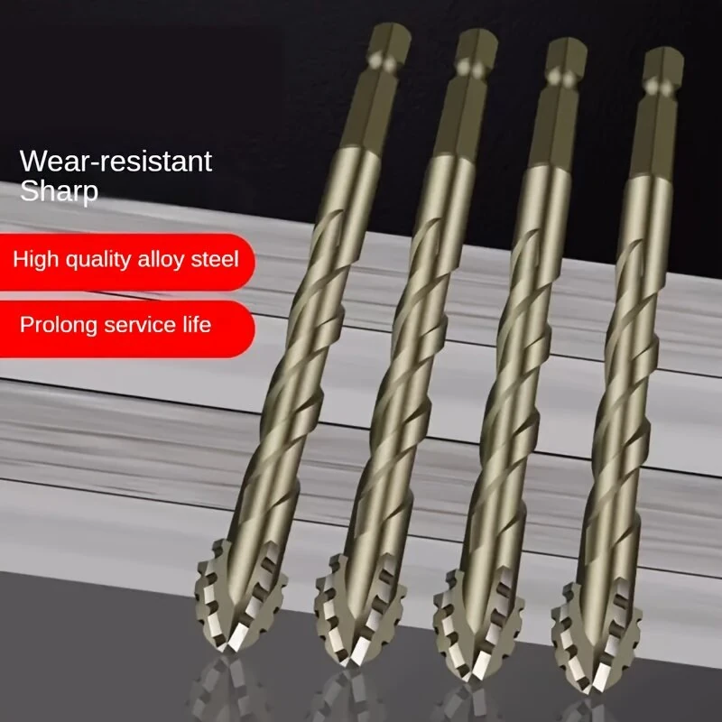 Carbide Sawtooth Drill Bit Set - 6pcs 4-Teeth Hex Shank for Tile & Concrete - Image 2