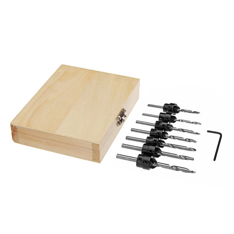 7pcs HSS Countersink Drill Bit Set | 1/8 to 7/32 Inch | Woodworking Chamfer - Image 2