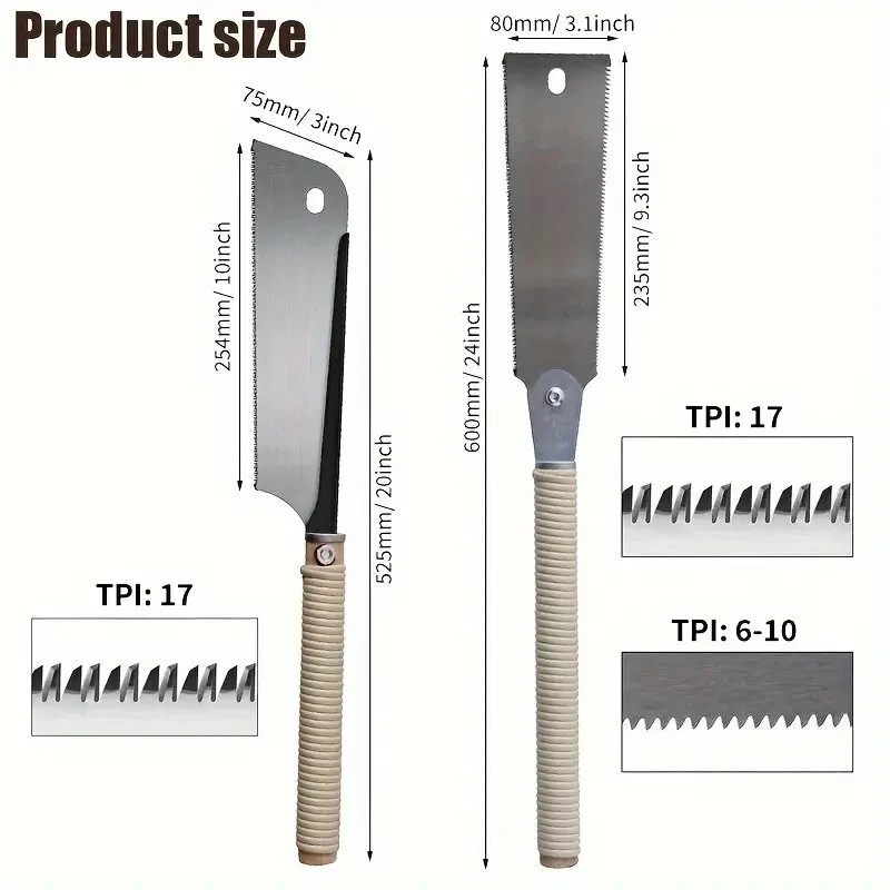 SK5 Steel Pull Saw Set | 24in Double-Edge 10/18 TPI & 20in Single-Edge 14 TPI | Woodworking DIY - Image 4