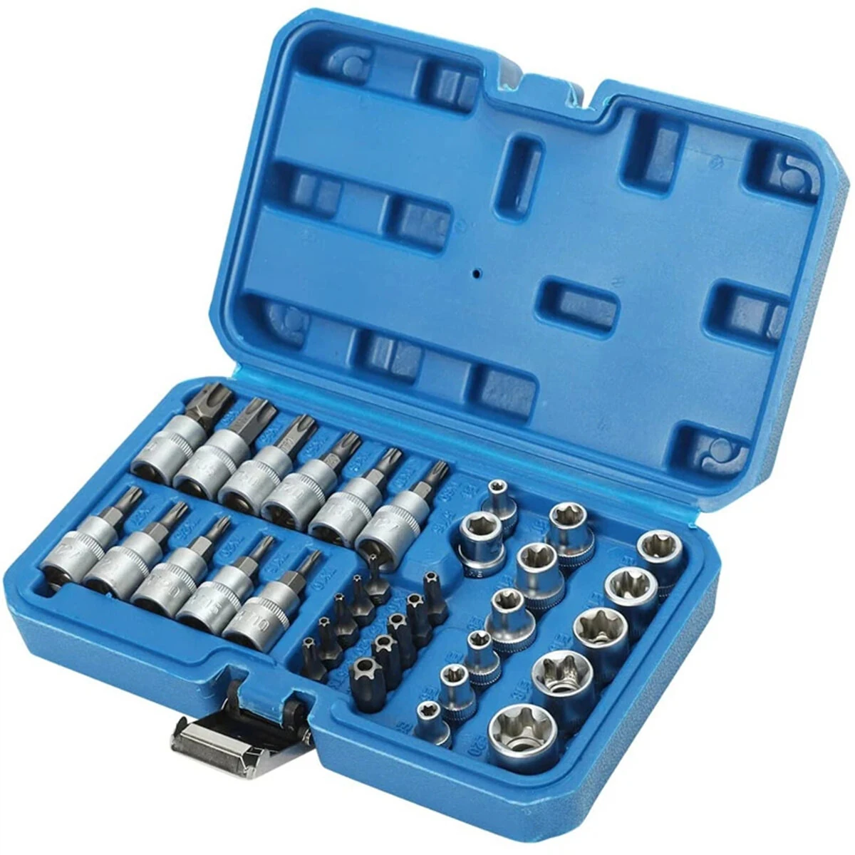 34PCS Torx & E-Torx Socket Set | 1/4 3/8 1/2 Drive | Chrome Vanadium Steel with Case - Image 2