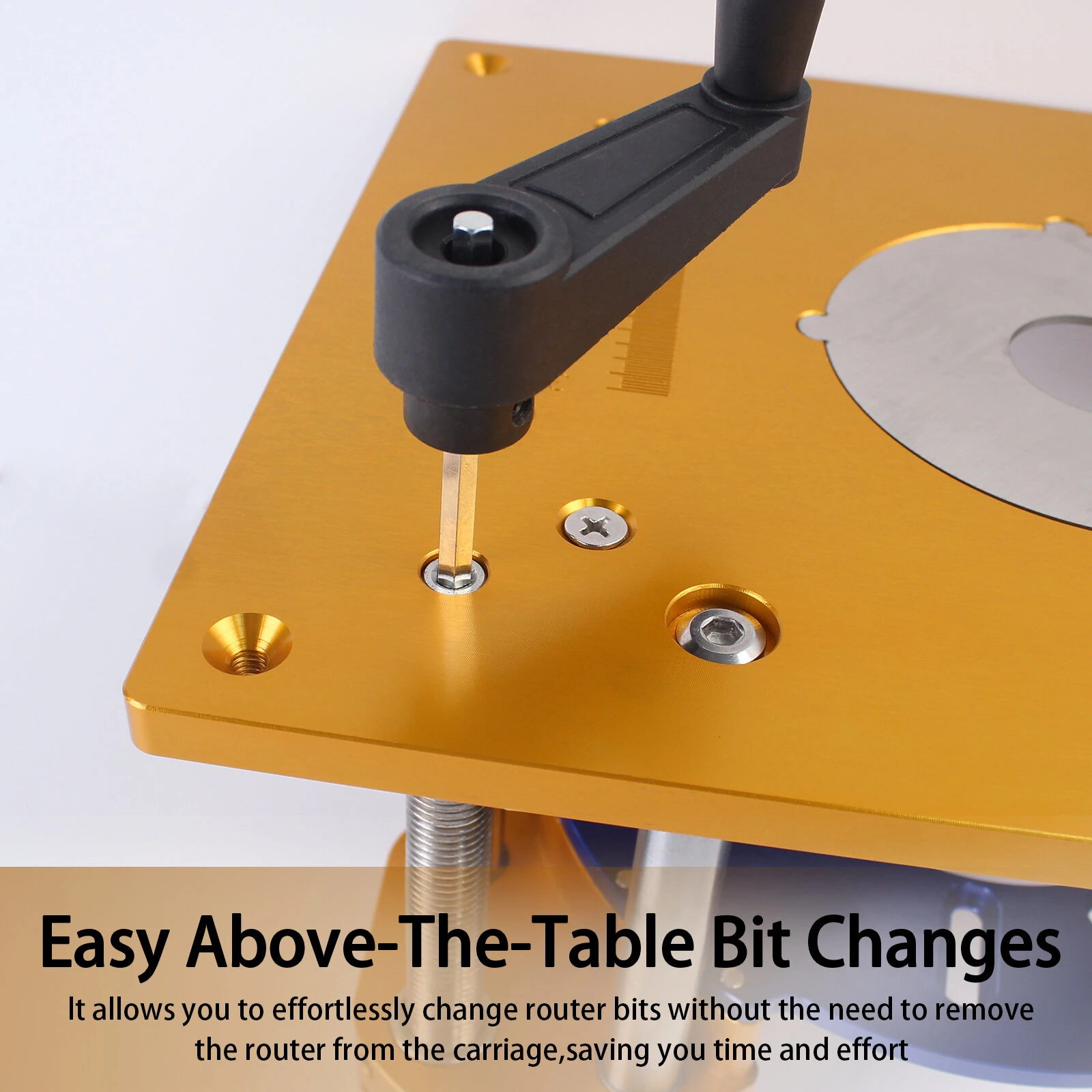 Wood Router Lift System with Insert Plate - Adjustable DIY Workbench for Carving & Trimming - Image 4