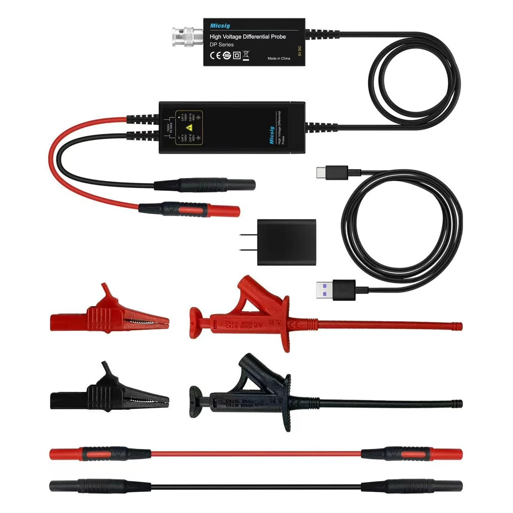 Micsig DP10013 Oscilloscope Probe Kit | 100MHz 1300V High Voltage Differential | 50X/500X Attenuation - Image 2