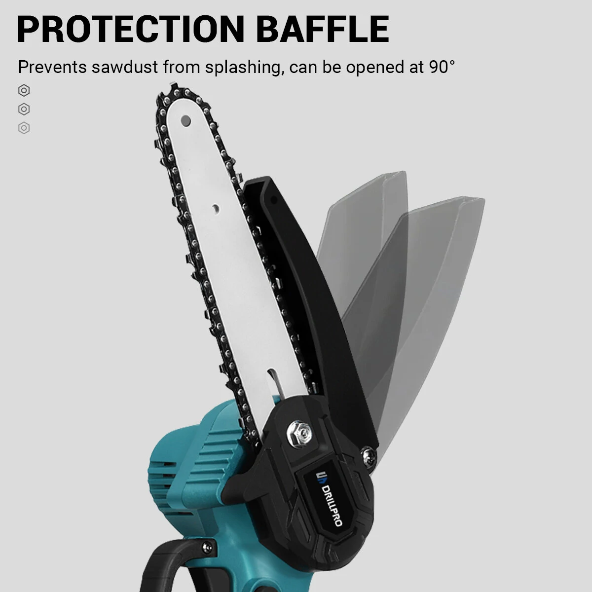 Drillpro 21V Brushless Electric Chainsaw | 6-Inch Wood Cutting & Pruning Saw - Image 4