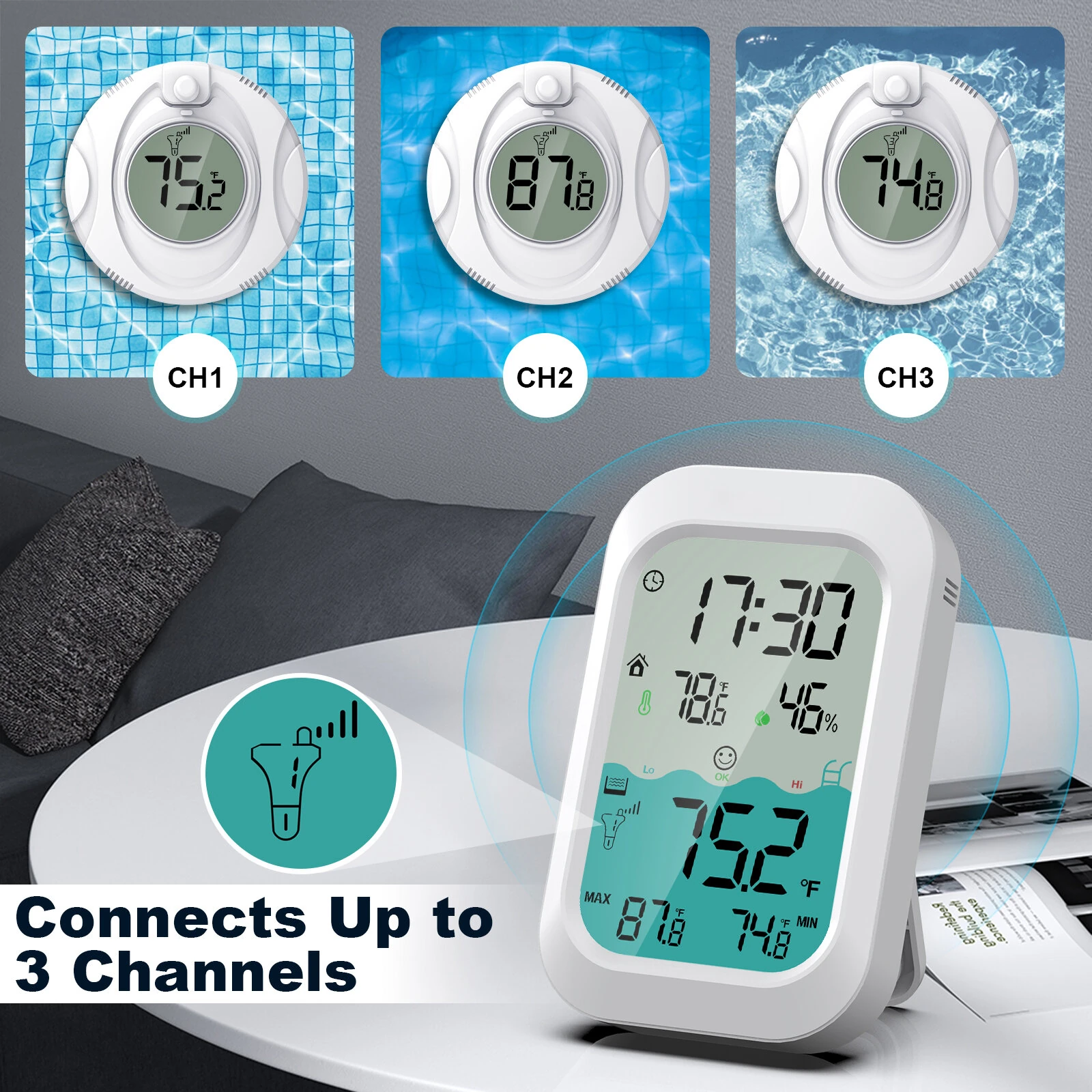 MESTEK CP02 Wireless Pool Thermometer - 500ft Range LED Backlight Waterproof - Image 3