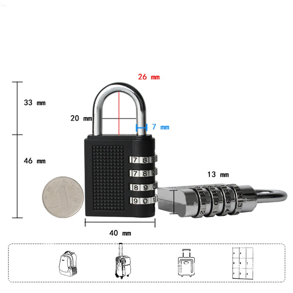 Zinc Alloy 4-Digit Combination Lock | Black Mechanical for Gate Gym Locker - Image 4