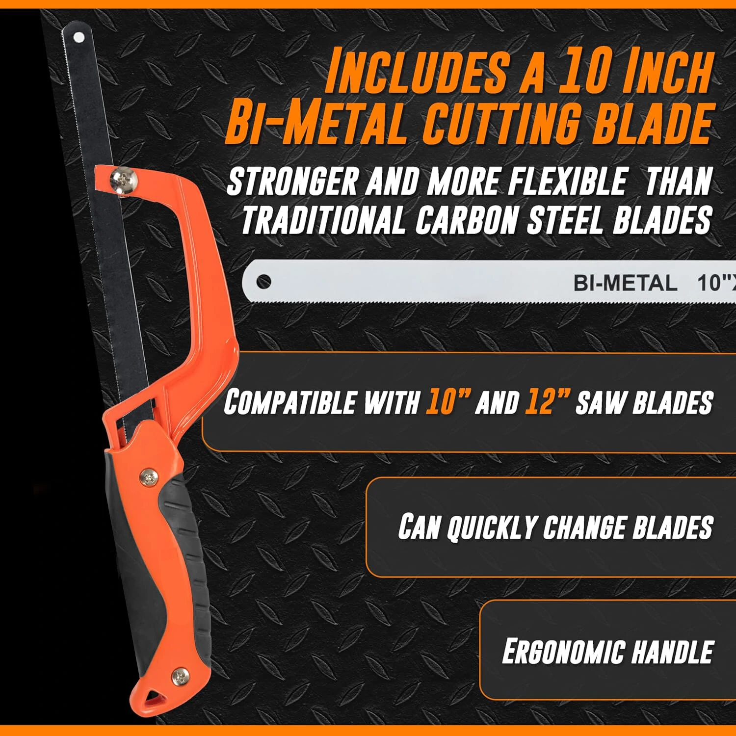 Mini Hacksaw Hand Saw - 10 Inch Bimetal Blade for Metal Steel & Wood Cutting - Image 4