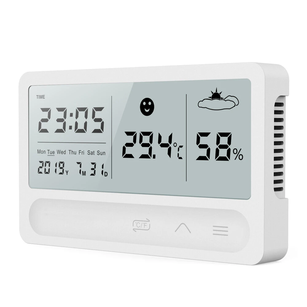 Multifunction Electronic Thermometer Hygrometer - Large LCD Screen | Temperature Humidity Monitor Alarm Clock - Image 3