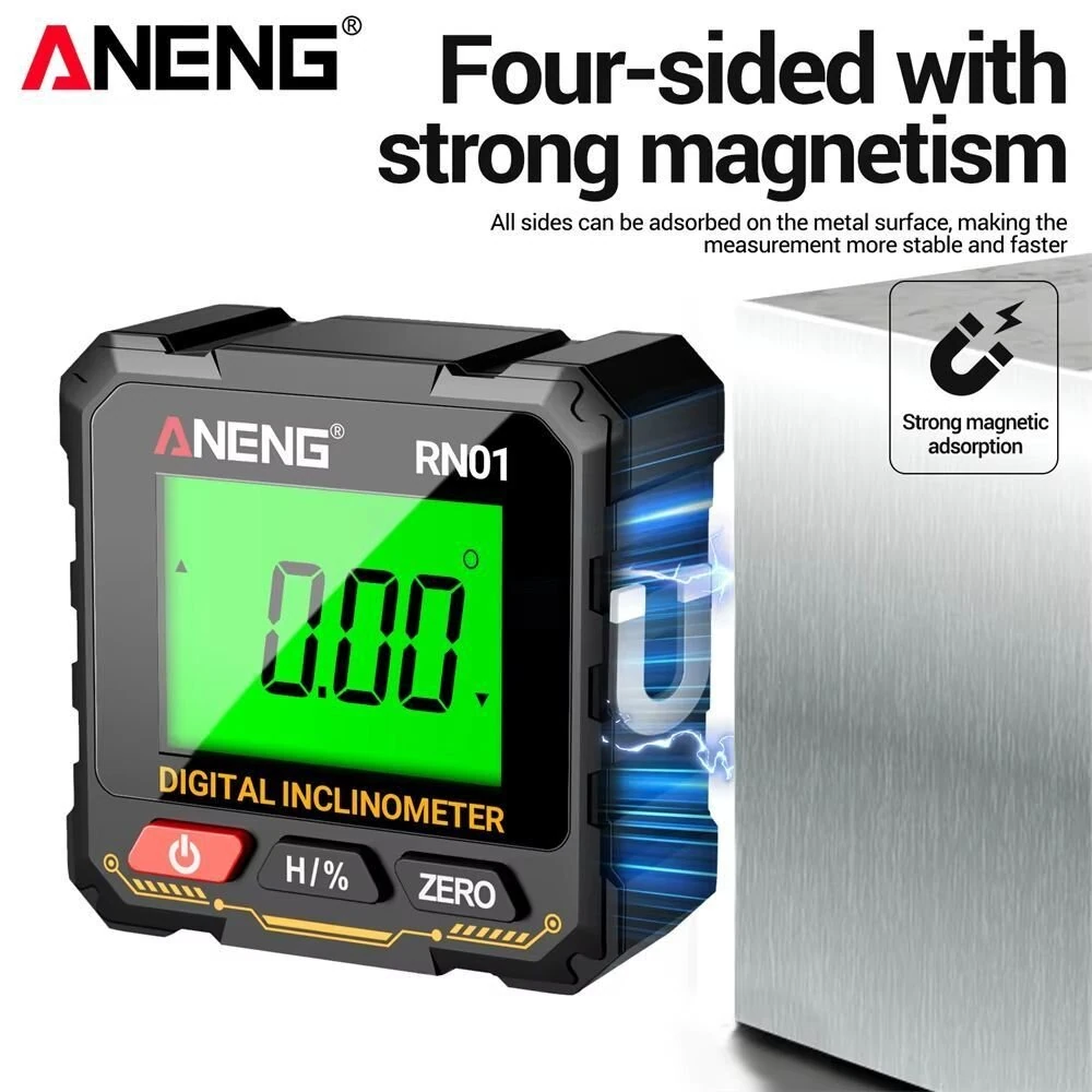 ANENG RN01 Digital Angle Gauge | Magnetic Protractor Inclinometer | 360° LCD Backlight - Image 4