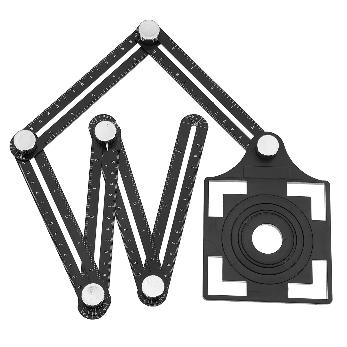 Adjustable 6-Fold Tool Angle Ruler | Ceramic Tile Hole Locator Set with 25-75mm Drill Guides - Image 2