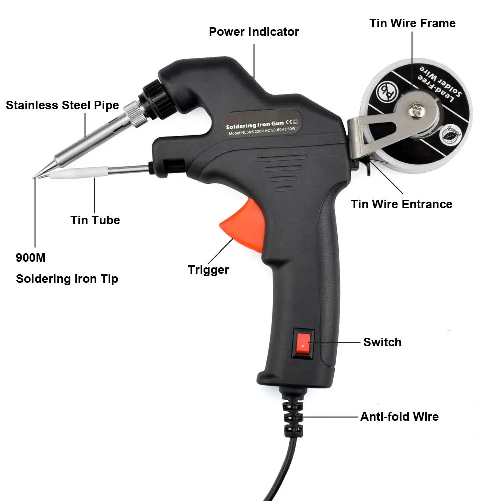NEWACALOX 50W Electric Solder Iron Kit - Auto Feed & Internal Heating - EU/US Plug - Image 2