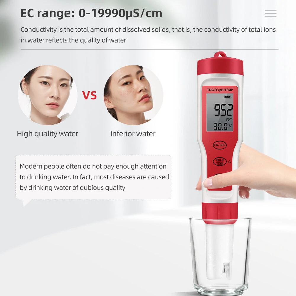 EZ9908 4-in-1 Digital Water Tester | PH, TDS, EC & Temperature Meter for Pools, Aquariums, Drinking Water - Image 2