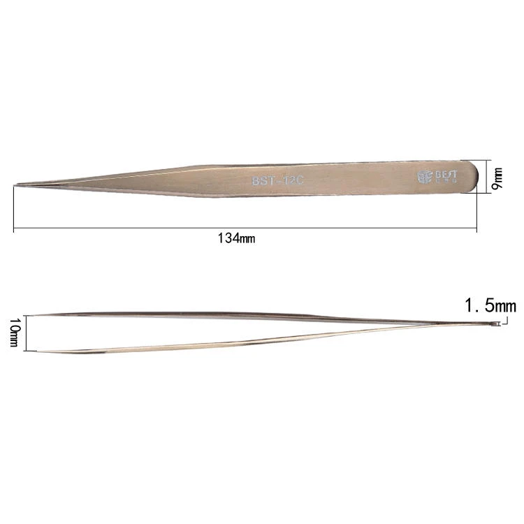 BEST BST-12C Stainless Steel Pointed Tweezer | Anti-Magnetic & Anti-Acid - Image 3