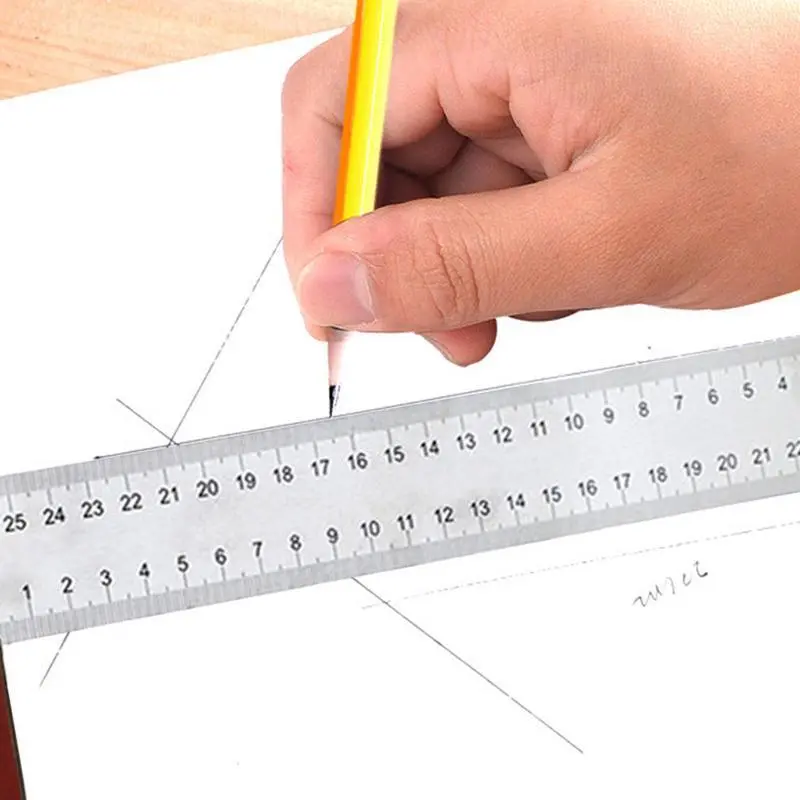 Mahogany Handle Stainless Steel Square Ruler Protractor - 300MM 90 Degree Tool - Image 3