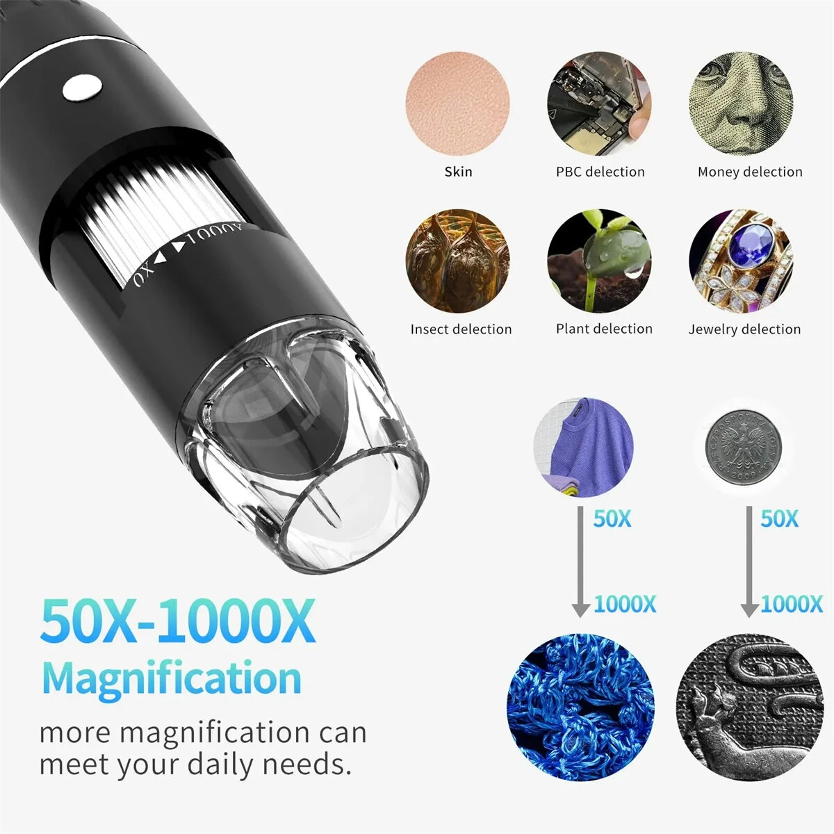 50X-1600X Portable Digital Microscope - 3-in-1 USB & Android - 8 LED HD - Image 4