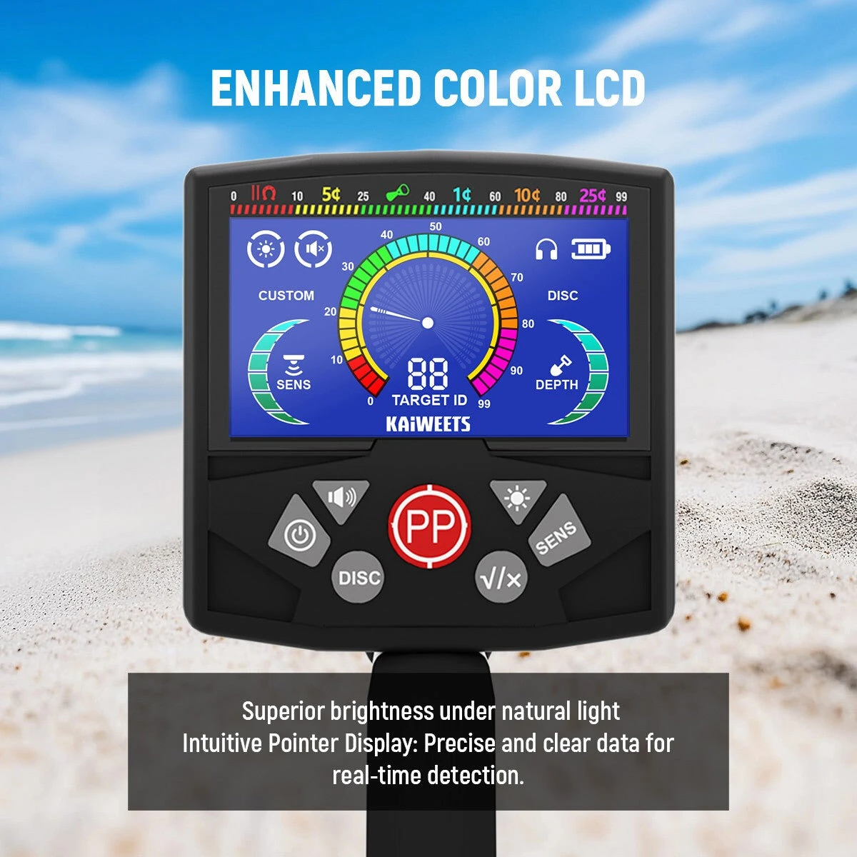 KAIWEETS Explorer X II Metal Detector | IP68 Waterproof | 4 Modes & LCD Display - Image 2