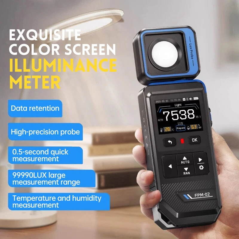 FNIRSI FPM-02 Lux Meter | 99990 LUX Range, Rotatable Probe & TFT Screen - Image 2