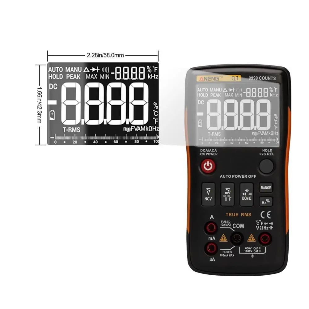 ANENG Q1 Digital Multimeter - True RMS 9999 Count | NCV & LCR Meter - Image 3