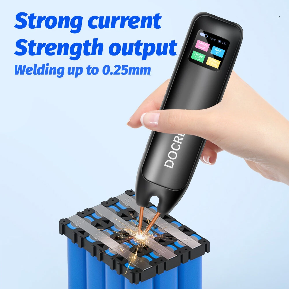 Docreate-757 Portable Spot Welder - 800A 4.2V Handheld with 1.33 inch TFT Display - Image 4