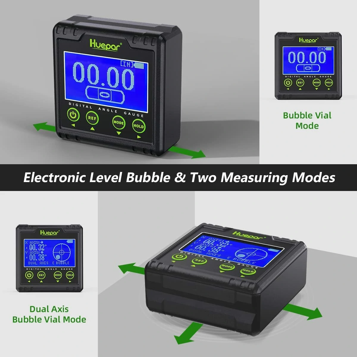 Huepar AG03 Digital Angle Gauge | Dual Axis Level Box with Magnetic Base & LCD - Image 5
