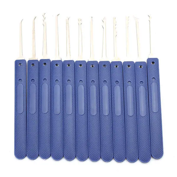 12pcs Blue Handle Lock Pick Set with Practice Padlock | Key Extractor Tool - Image 2