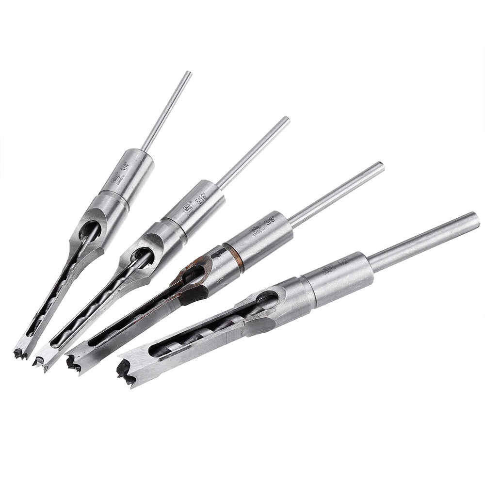 4PCS Woodworking Mortising Chisel Set - 6.35/7.94/9.5/12.7mm Square Hole Drill Bits - Image 2