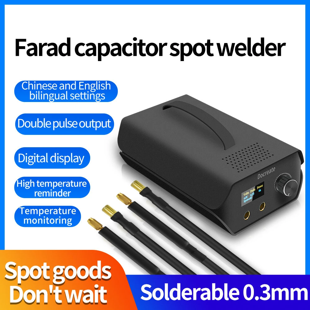 Docreate 2.7V 3000F Spot Welder | Digital Display & MCU Control | Detachable Pen - Image 3