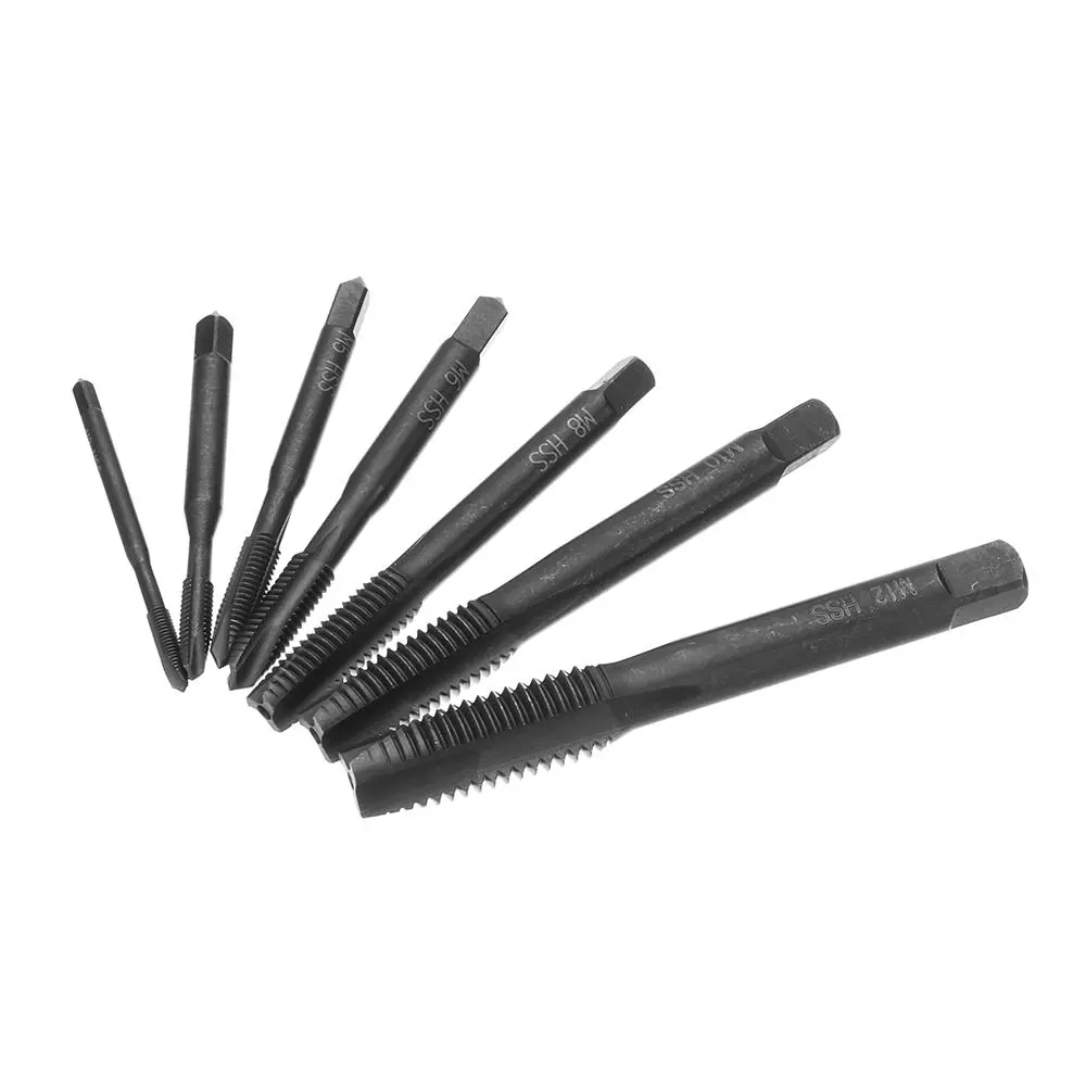 Drillpro 7pcs HSS Nitriding Coated Thread Tap Set | M3-M12 Machine Taps - Image 4