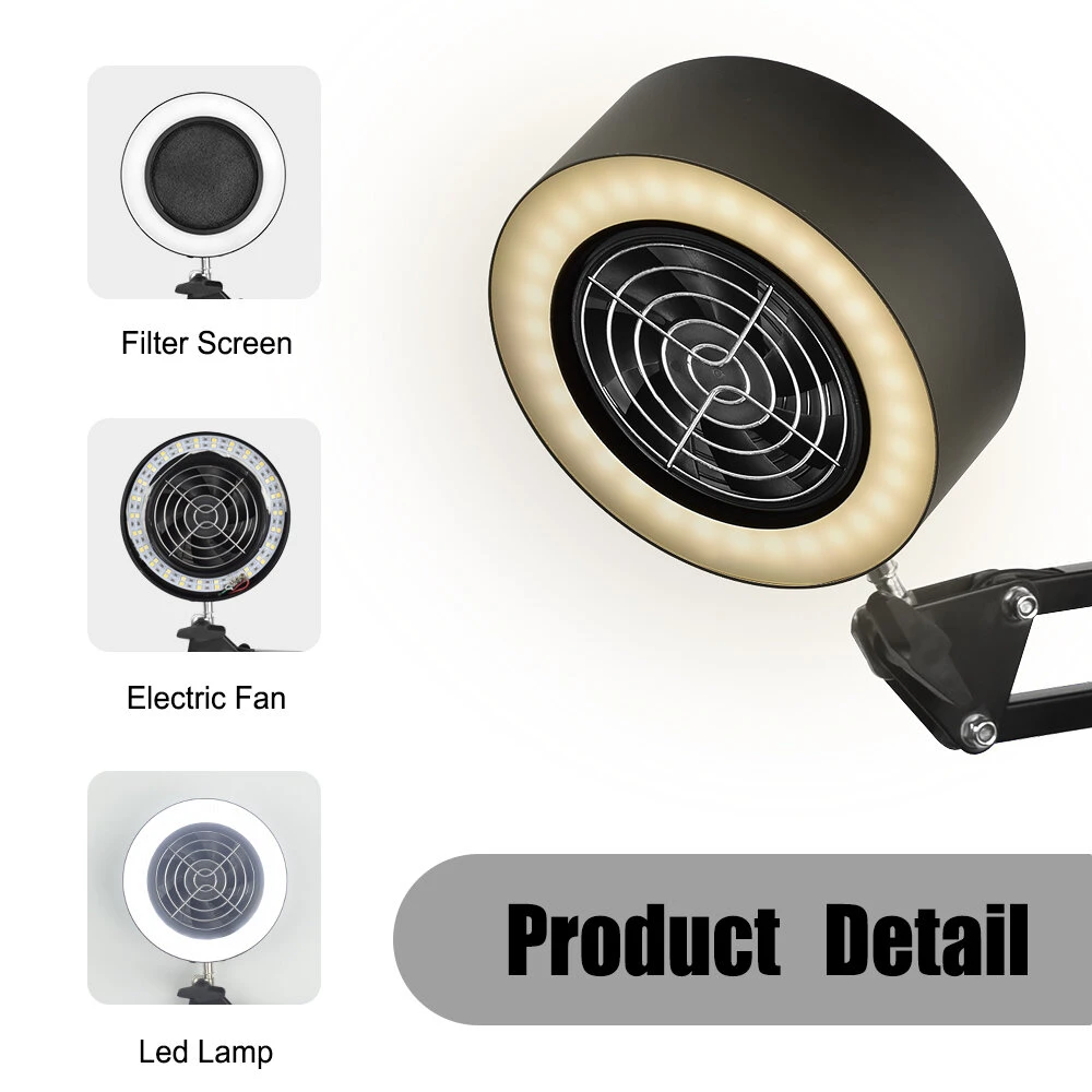 NEWACALOX Adjustable Welding Smoke Absorber - USB LED Light Air Filter Fan - Image 5