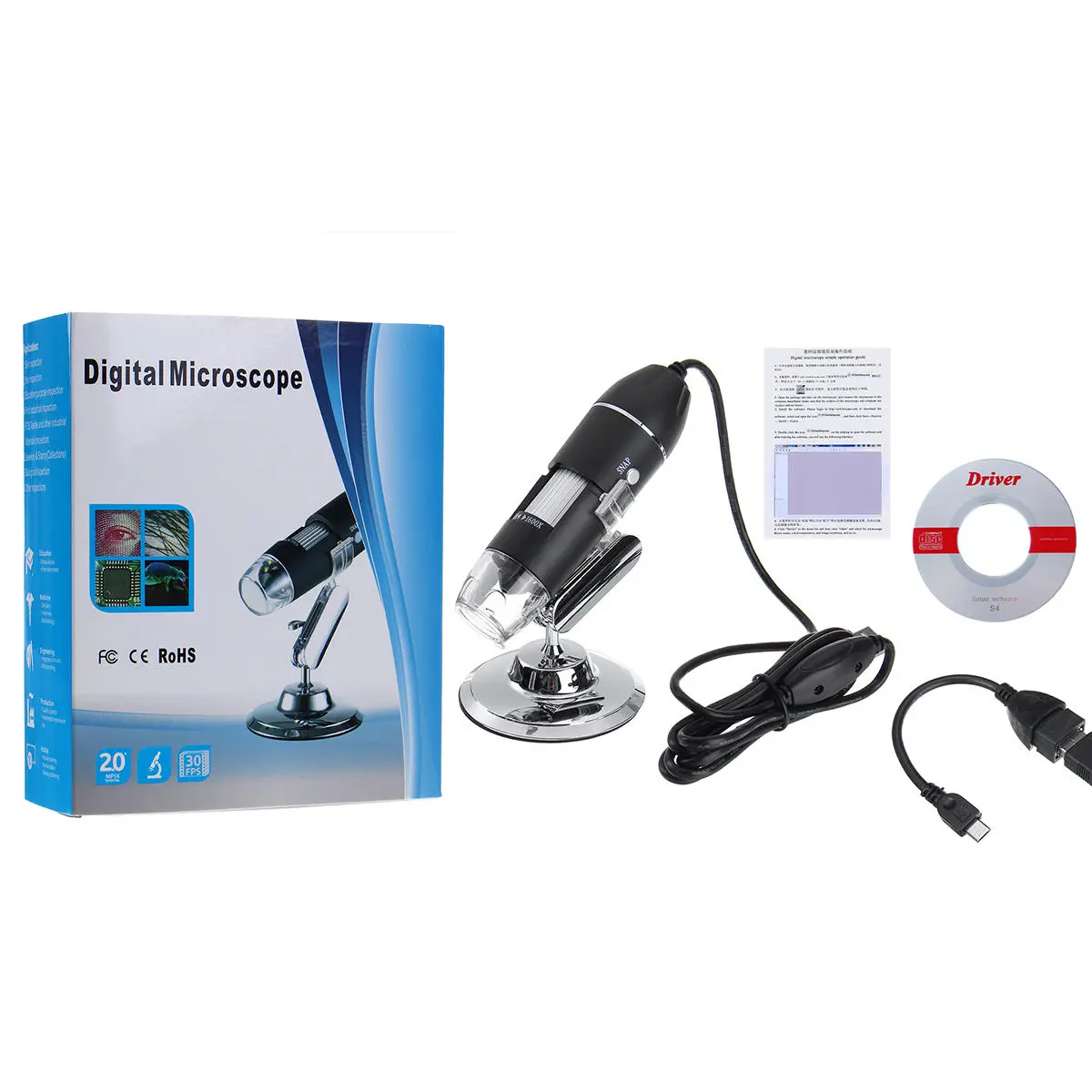 AmScope 1600X 2MP USB Digital Microscope | 8 LED Handheld Zoom Camera - Image 3