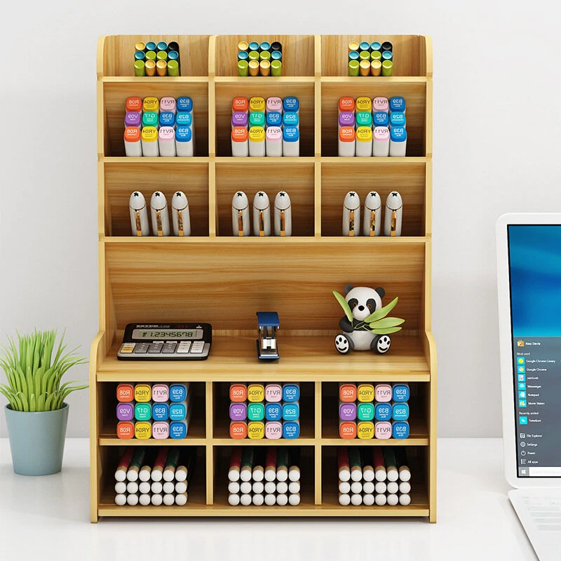 Desktop Organizer | Pen & Pencil Holder with Brush Storage - Office Tool Box - Image 4